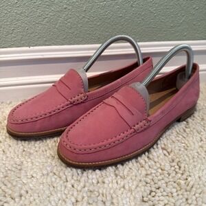 Baldi London Barbie Pink Suede Penny Loafers Classic, Preppy, Academia Size 8.5